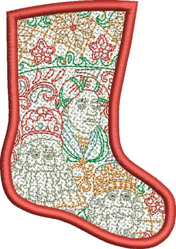 Stocking FSL Santa Machine Embroidery Design