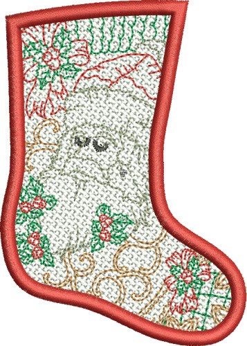 Christmas Santa FSL Stocking Machine Embroidery Design