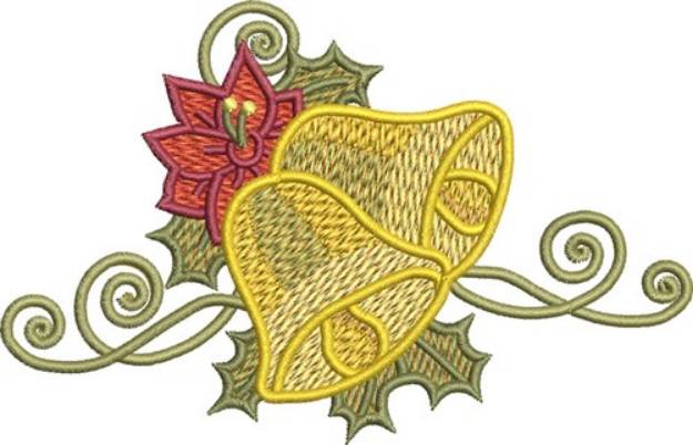 Picture of Poinsettia Christmas Bells Machine Embroidery Design