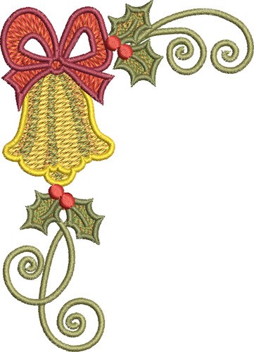 Christmas Corner Bells Machine Embroidery Design