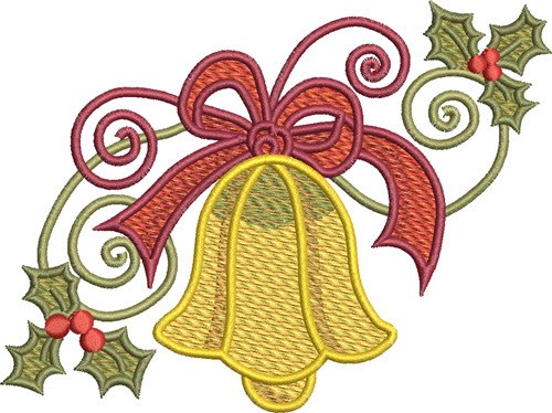 Holly Swirl Bells Machine Embroidery Design