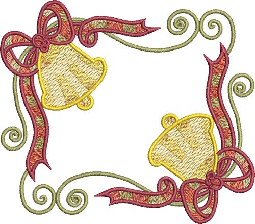 Corner Christmas Bells Machine Embroidery Design
