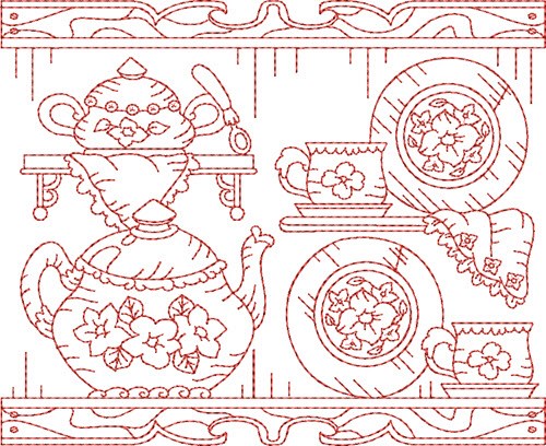 Tea Time Quilt Block Machine Embroidery Design