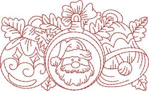 Picture of Santa Claus Redwork Border Machine Embroidery Design