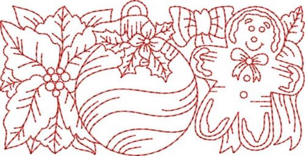 Picture of Gingerbread Redwork Border  Machine Embroidery Design