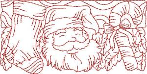 Picture of Candy Cane Redwork Border  Machine Embroidery Design