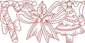 Picture of Christmas Tree Redwork Border  Machine Embroidery Design