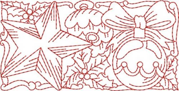 Picture of Christmas Ornament Redwork Border  Machine Embroidery Design