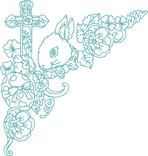 Easter Blue Work Machine Embroidery Design