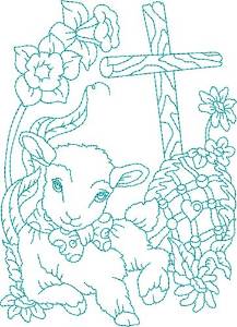Picture of Lamb Blue Work Machine Embroidery Design