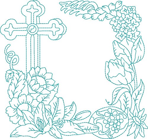 Cross Blue Work Machine Embroidery Design