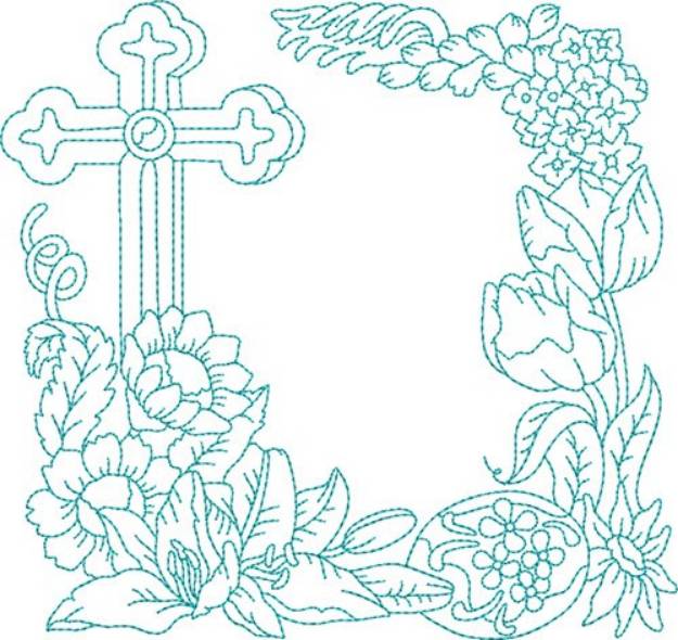 Picture of Cross Blue Work Machine Embroidery Design
