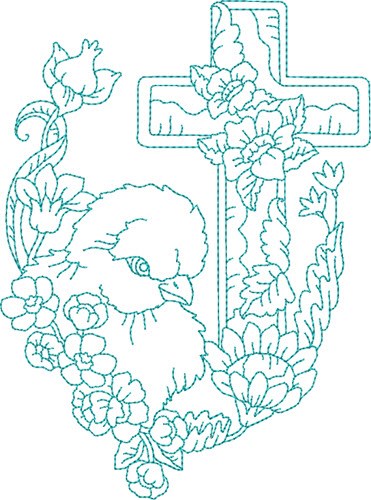 Blue Work Chick Machine Embroidery Design