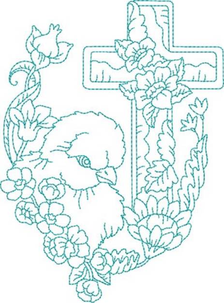 Picture of Blue Work Chick Machine Embroidery Design