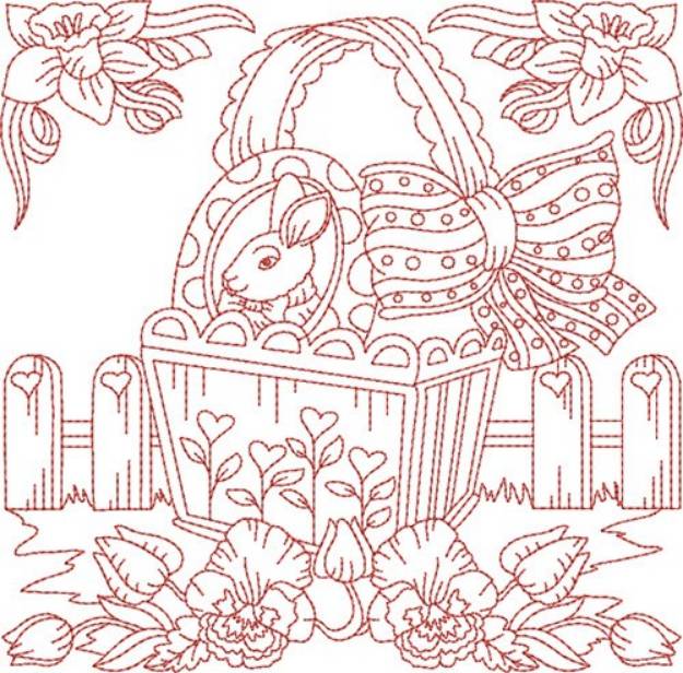Picture of Rabbit Quilt Block Machine Embroidery Design