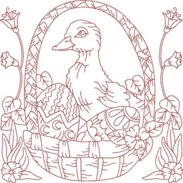 Picture of Duck Quilt Block Machine Embroidery Design