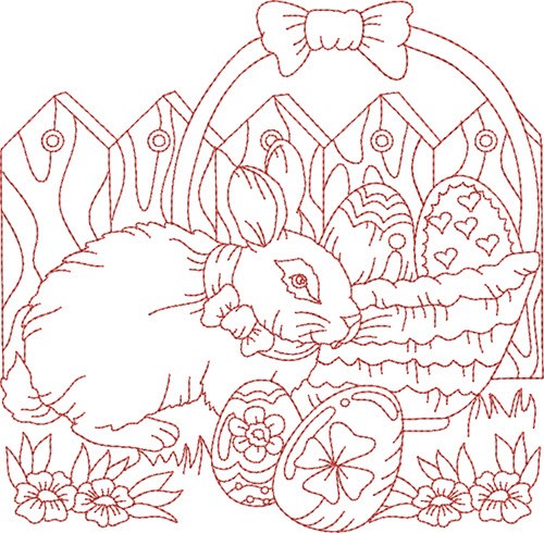 Easter Bunny Block Machine Embroidery Design