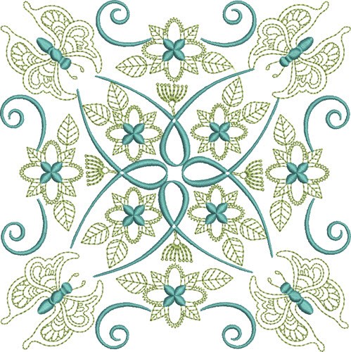 Butterfly Quilt Block Machine Embroidery Design