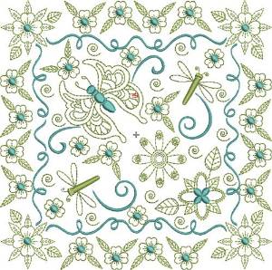Picture of Butterfly Quilt Block Machine Embroidery Design