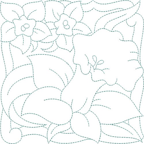 Pastel Flower Quilt Block Machine Embroidery Design
