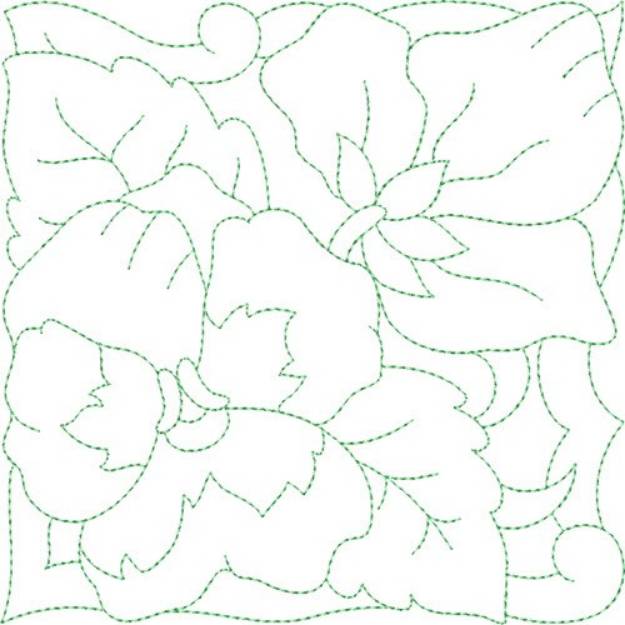 Picture of Pansy Bouquet Quilt Block Machine Embroidery Design