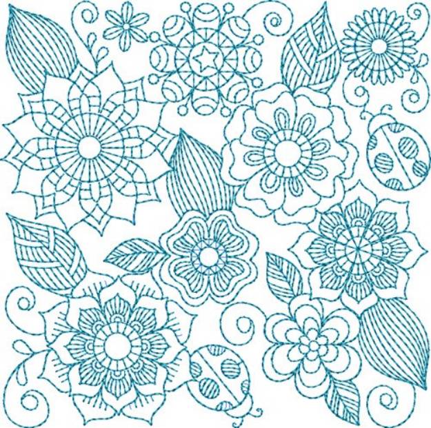 Picture of Bluework Floral Quilt Block