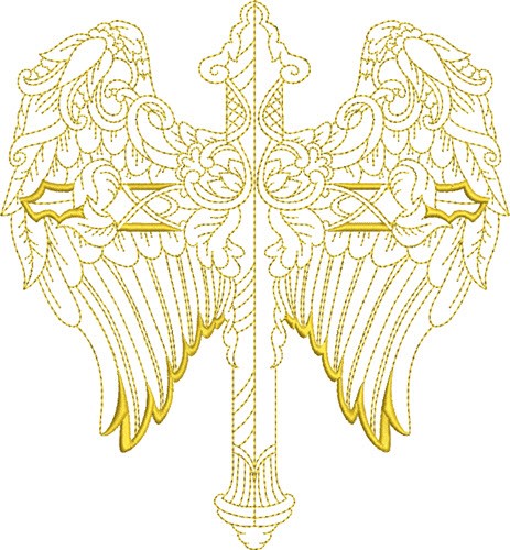 Winged Cross Machine Embroidery Design
