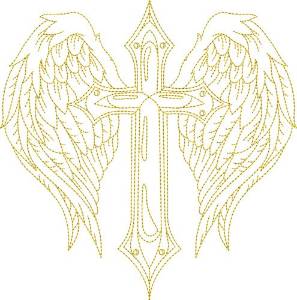 Picture of Winged Cross Outline Machine Embroidery Design