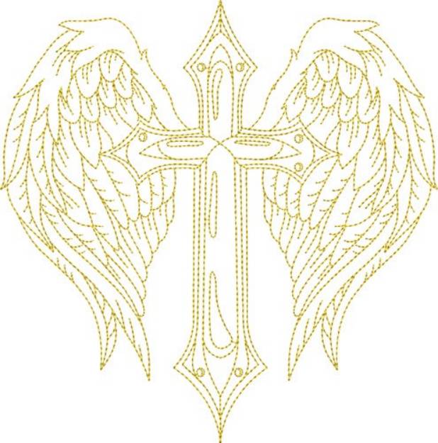 Picture of Winged Cross Outline Machine Embroidery Design