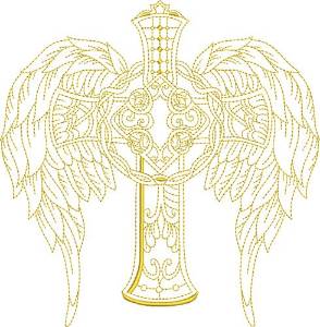 Picture of Winged Celtic Cross Machine Embroidery Design