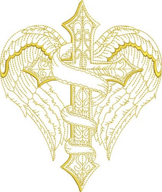 Picture of Winged Cross Banner Machine Embroidery Design