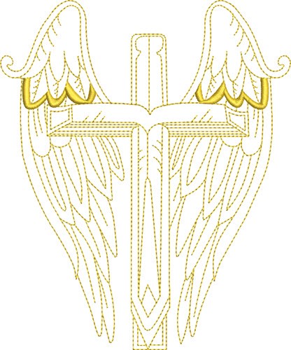 Winged Angel Cross Machine Embroidery Design