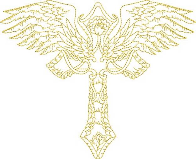 Picture of Winged Cross  Angel Machine Embroidery Design