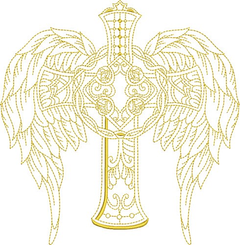 Celtic Winged Cross Machine Embroidery Design