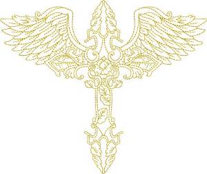 Picture of Winged Flying Cross Machine Embroidery Design