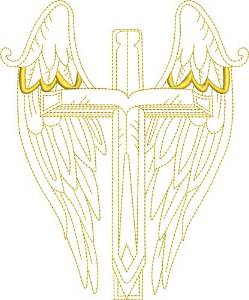 Picture of Christian Winged Cross Machine Embroidery Design