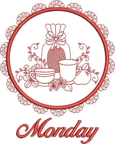 Monday Tea Towel Machine Embroidery Design