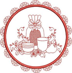 Picture of Tea Towel Teacups Machine Embroidery Design