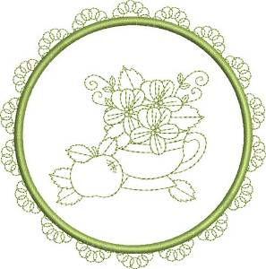 Picture of Round Tea Cup Machine Embroidery Design