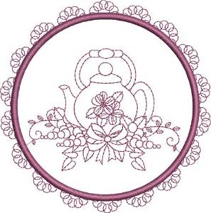 Picture of Round Teapot Machine Embroidery Design