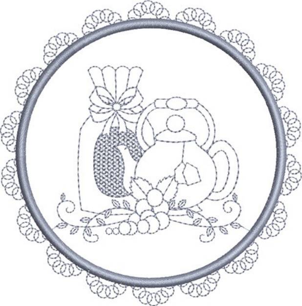 Picture of Round Tea Set Machine Embroidery Design
