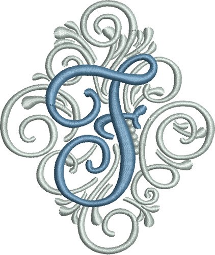 Adorn Monogram  F Machine Embroidery Design