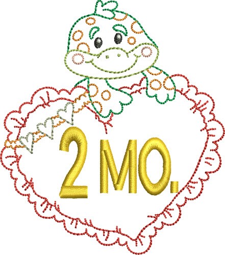 Baby 2 Month Outline Machine Embroidery Design