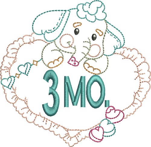 Baby 3 Month Outline Machine Embroidery Design