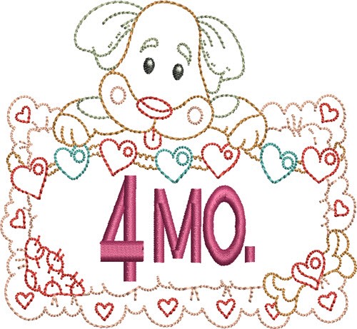 Baby 4 Month Outline Machine Embroidery Design