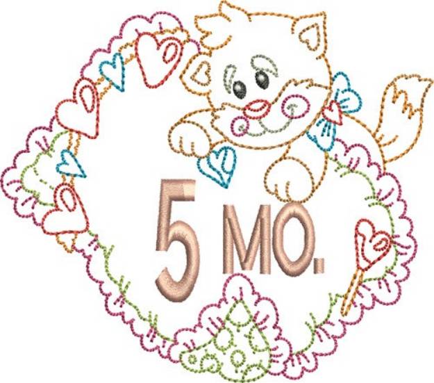 Picture of Baby 5 Month Outline Machine Embroidery Design