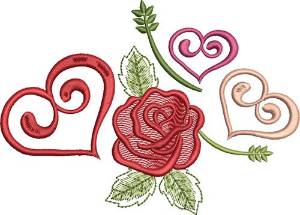 Picture of Heart Roses Machine Embroidery Design