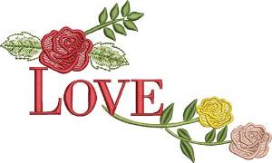 Picture of Love Roses Machine Embroidery Design