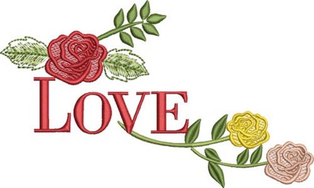 Picture of Love Roses Machine Embroidery Design