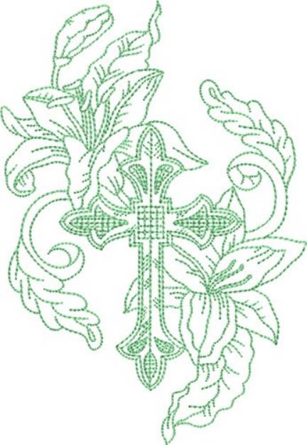 Picture of Cross & Flowers Quilt Block Machine Embroidery Design
